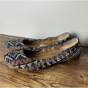 Lucky Brand Ballet Flats Size 8 EU 38 Never Worn Blue Red Beige Gold Shoes